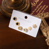 Simple Titanium Steel Flower Round Earrings Inlaid With Zircon Electroplated Threepiece Set For Women