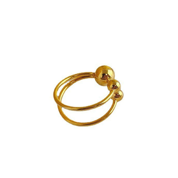 Simple Titanium Steel Geometric Open Ring With Steel Ball Detail Fashion Jewelry For Women And Couples Electroplated High End Style