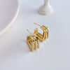 Simple Titanium Steel Square Ring Earrings For Female With Geometric Design And High Grade 18K Golden Finish
