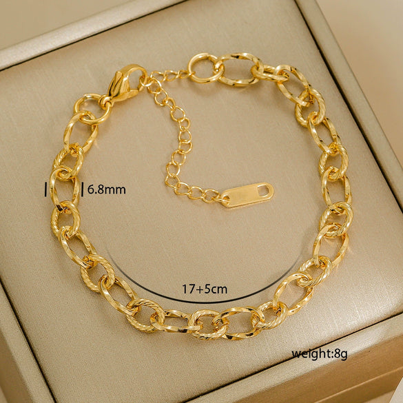 Simple Titanium Steel Unisex Bracelet With 18K Gold Plating Electroplating Treatment Minimalist Style