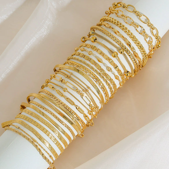 Simple Titanium Steel Unisex Bracelet With 18K Gold Plating Electroplating Treatment Minimalist Style