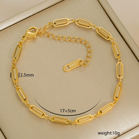 Simple Titanium Steel Unisex Bracelet With 18K Gold Plating Electroplating Treatment Minimalist Style