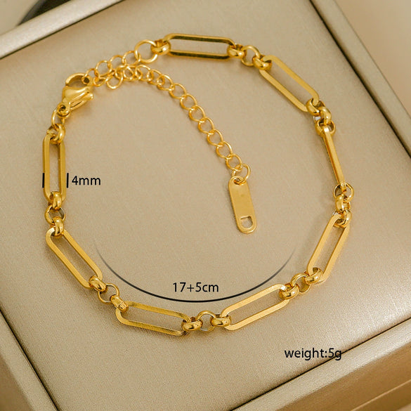 Simple Titanium Steel Unisex Bracelet With 18K Gold Plating Electroplating Treatment Minimalist Style