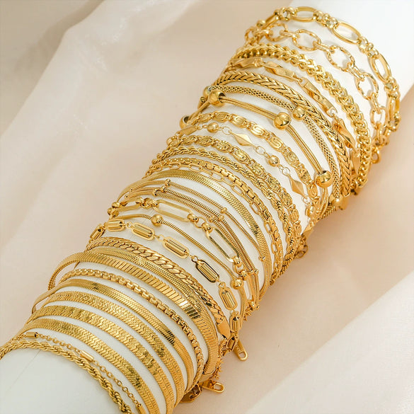 Simple Titanium Steel Unisex Bracelet With 18K Gold Plating Electroplating Treatment Minimalist Style
