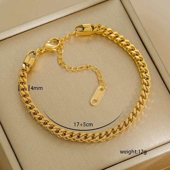 Simple Titanium Steel Unisex Bracelet With 18K Gold Plating Electroplating Treatment Minimalist Style