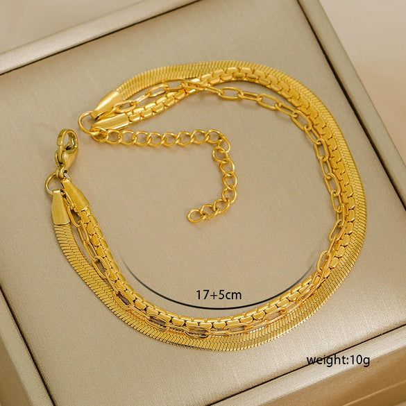 Simple Titanium Steel Unisex Bracelet With 18K Gold Plating Electroplating Treatment Minimalist Style