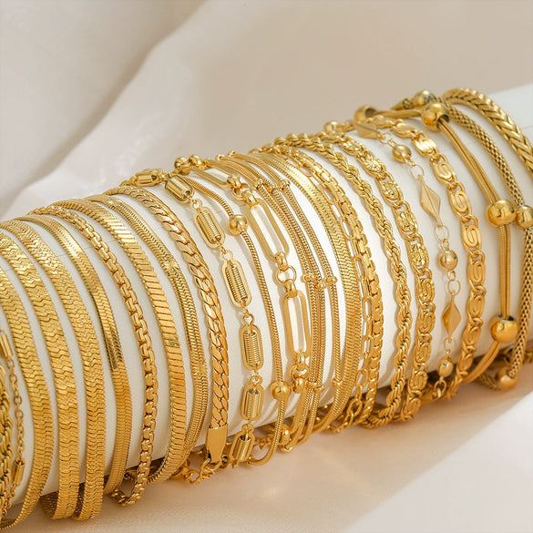 Simple Titanium Steel Unisex Bracelet With 18K Gold Plating Electroplating Treatment Minimalist Style