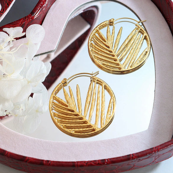 Simple 316L Stainless Steel Women's Earrings With Geometric Pattern And Electroplating Design