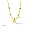 Simple Transparent Green Heart Diamond Butterfly Pendant Snake Bone Chain Stainless Steel Jewelry With Electroplating For Women