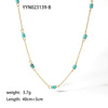 Simple Turquoise Women's Necklace In Light Luxury Niche Ins Style Stainless Steel With Pvdp Furnace Real Gold Treatment And Geometric Design