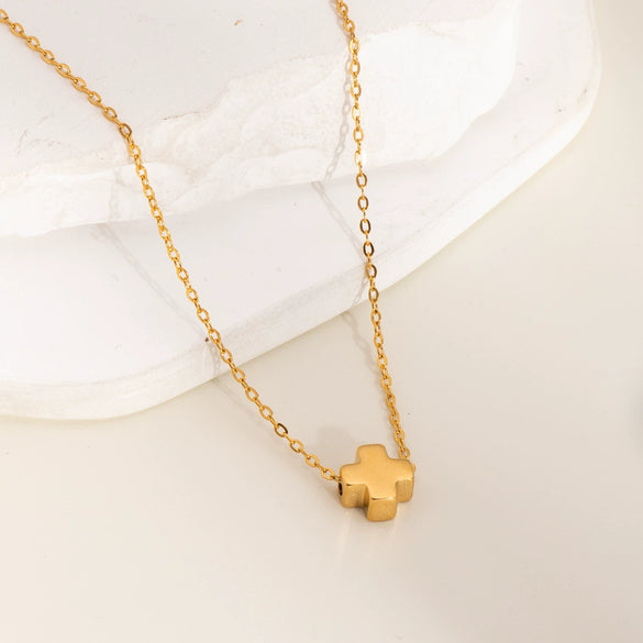 Simple U Shaped Star Love Cross Stainless Steel Necklace For Women With Pvd Furnace Vacuum Real Gold Plating