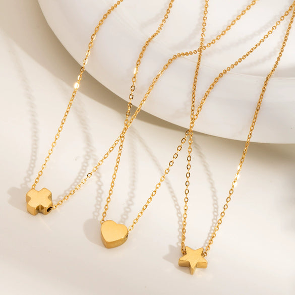 Simple U Shaped Star Love Cross Stainless Steel Necklace For Women With Pvd Furnace Vacuum Real Gold Plating