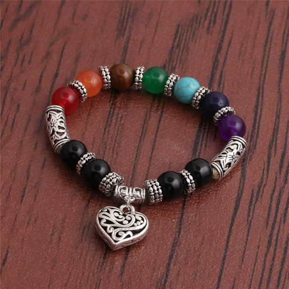 Simple Unisex Handmade Agate Peach Heart Bead Bracelet Jewelry