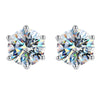 Simple Unisex Stud Earrings S925 Sterling Silver Geometric Design Electroplated With Moissanite And Classic Six Claw D Color Diamond