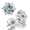 Simple Unisex Stud Earrings S925 Sterling Silver Geometric Design Electroplated With Moissanite And Classic Six Claw D Color Diamond