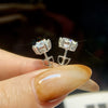 Simple Unisex Stud Earrings S925 Sterling Silver Geometric Design Electroplated With Moissanite And Classic Six Claw D Color Diamond