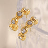 Simple Versatile Geometric Fashion Earrings For Women Stainless Steel 18K Gold Plated Round Bead Zircon Electroplated