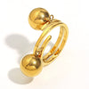 Simple Versatile Geometric Stainless Steel 18K Gold Plated Double Ball Ring Bracelet For Women