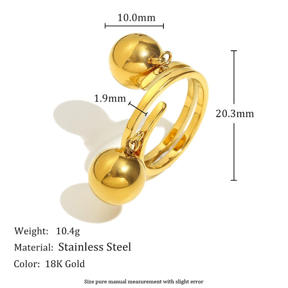 Simple Versatile Geometric Stainless Steel 18K Gold Plated Double Ball Ring Bracelet For Women