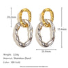 Simple Versatile Highend Commuter Hoop Earrings Stainless Steel 18K Gold Plated Hammered Geometric Pattern For Women