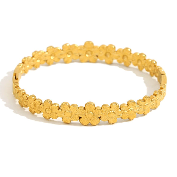 Simple Versatile Personality Water Drop Stainless Steel 18K Gold Plated Flower Chain Bracelet For Women