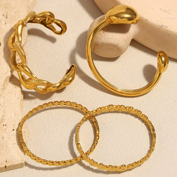 Simple Versatile Personality Water Drop Stainless Steel 18K Gold Plated Flower Chain Bracelet For Women