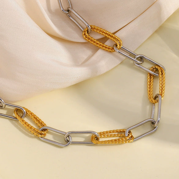 Simple Versatile Personality Women's Jewelry Stainless Steel Geometric Plated 18K Gold Electroplated Clip Twist Combination Chain