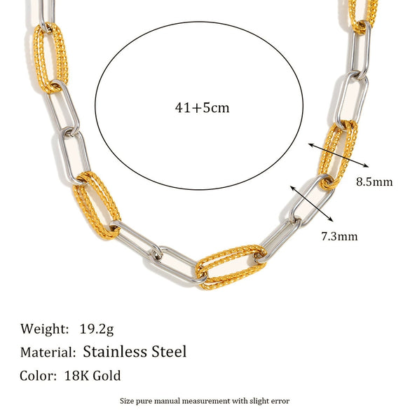 Simple Versatile Personality Women's Jewelry Stainless Steel Geometric Plated 18K Gold Electroplated Clip Twist Combination Chain
