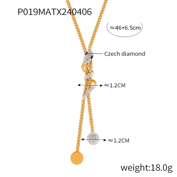 Simple Versatile Snake Shaped Titanium Steel Jewelry Set With Long Tassel And Electroplating For Women