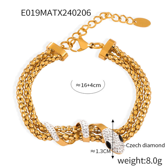 Simple Versatile Snake Shaped Titanium Steel Jewelry Set With Long Tassel And Electroplating For Women