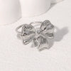 Simple Versatile Temperament Open Ring For Women Bow Tie Pattern Stainless Steel Ring With Electroplating Treatment