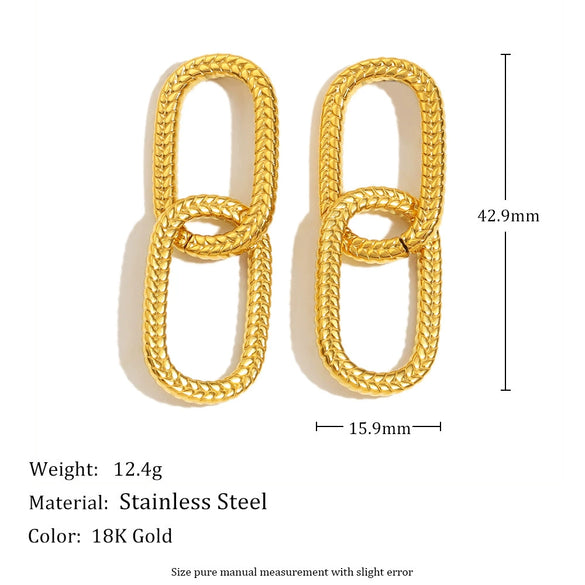 Simple Versatile Work Clothing Stainless Steel Plated Earrings With Snakeskin Pattern And Heart Shape
