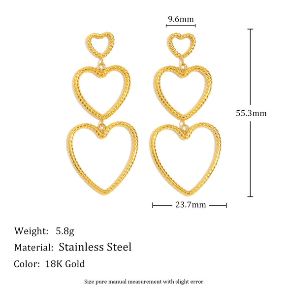 Simple Versatile Work Clothing Stainless Steel Plated Earrings With Snakeskin Pattern And Heart Shape