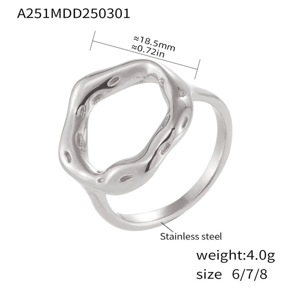 Simple Vintage Style Stainless Steel Ring Earrings With Electroplating For Women