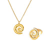 Simple Vortex Pendant Clavicle Necklace And Ring Jewelry Suit In Titanium Steel With Gold Plated Electroplating