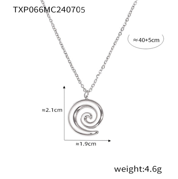 Simple Vortex Pendant Clavicle Necklace And Ring Jewelry Suit In Titanium Steel With Gold Plated Electroplating