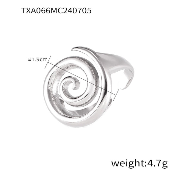 Simple Vortex Pendant Clavicle Necklace And Ring Jewelry Suit In Titanium Steel With Gold Plated Electroplating