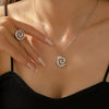 Simple Vortex Pendant Clavicle Necklace And Ring Jewelry Suit In Titanium Steel With Gold Plated Electroplating