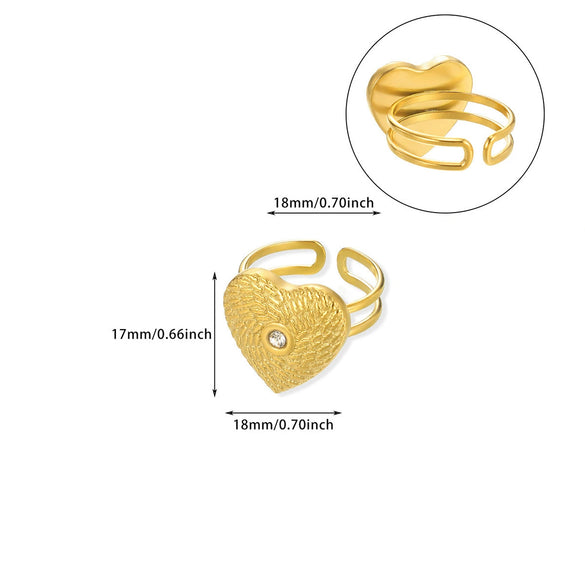 Simple Whale Hollow Flower Open Texture Starfish Ring Stainless Steel Gold Plated Electroplated For Women