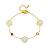 Simple White Shell Style Women's Stainless Steel Bracelet With Geometric And Leaf Pattern Electroplated