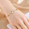 Simple White Shell Style Women's Stainless Steel Bracelet With Geometric And Leaf Pattern Electroplated