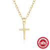 Simple Women's Clavicle Necklace In S925 Sterling Silver With Ins Landscape Classic Cross Design And Electroplating Process