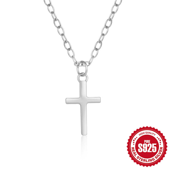 Simple Women's Clavicle Necklace In S925 Sterling Silver With Ins Landscape Classic Cross Design And Electroplating Process