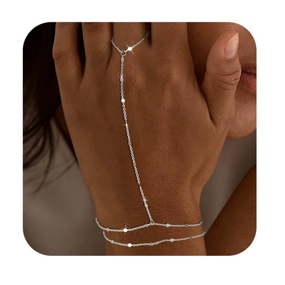 Simple Women's Copper Ring Bracelet With Gold Plated Electroplated Finish Fashion Finger Chain Jewelry