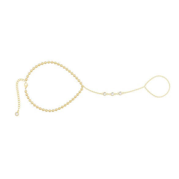 Simple Women's Copper Ring Bracelet With Gold Plated Electroplated Finish Fashion Finger Chain Jewelry