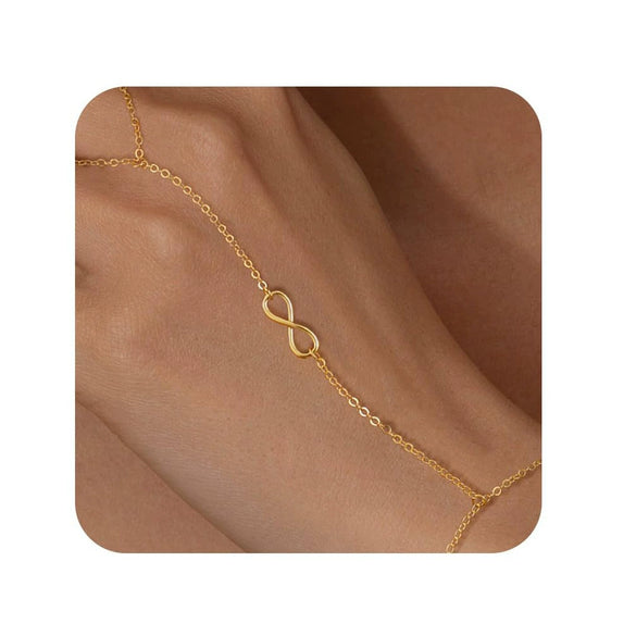 Simple Women's Copper Ring Bracelet With Gold Plated Electroplated Finish Fashion Finger Chain Jewelry