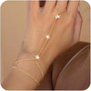 Simple Women's Copper Ring Bracelet With Gold Plated Electroplated Finish Fashion Finger Chain Jewelry