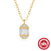 Simple Women's Egg Shaped 925 Sterling Silver Geometric Style Clavicle Necklace With Electroplating
