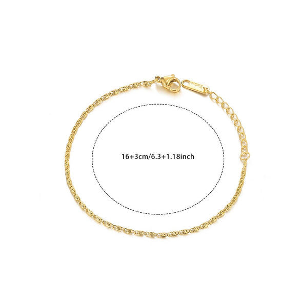 Simple Women's Heartshaped Stainless Steel 18K Gold Plated Bracelet With Personality Stitching Chain And Electroplating Design