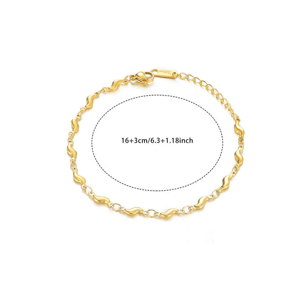 Simple Women's Heartshaped Stainless Steel 18K Gold Plated Bracelet With Personality Stitching Chain And Electroplating Design